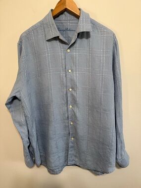 Tommy bahama Blue Linen Long Sleeve Mens Button Down L